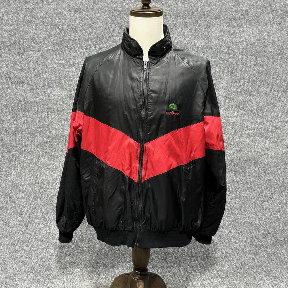 Vintage Duckster Jacket Mens XL Black Red Nylon Bomber Thinsulate Lined 90s